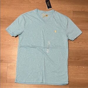 Polo by Ralph Lauren Men's Sky Blue V-Neck Tee